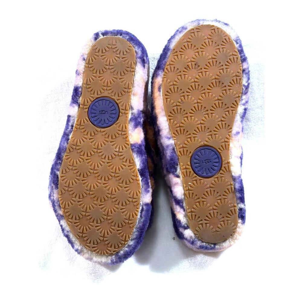 UGG Fluff Yeah Slide Tie Dye Purple Peach Shearling Platform Slippers Size 6 - Picture 10 of 14